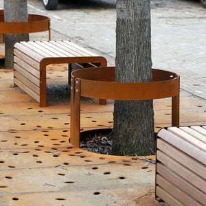 Straatmeubilair | Op maat gemaakt | Straatmeubilair uit Cortenstaal | image #1| straatmeubilair corten staal boombescherming zitbanken boomrooster