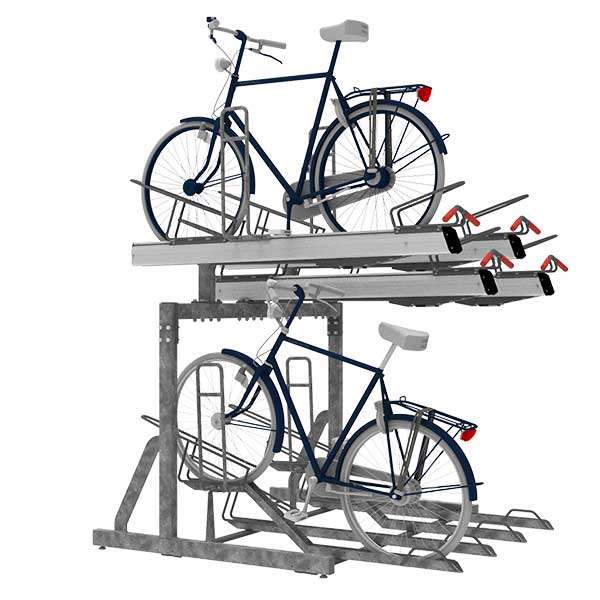 Fietsparkeren | Fietsenrekken met aanbindvoorziening | FalcoLevel Premium+ met verschillende aanbindvoorzieningen| Afbeelding van het FalcoLevel Premium+ etagerek met aanbindvoorziening voor extra beveiliging en duurzaamheid in fietsenstallingen. Fietsparkeren | Fietsenrekken met aanbindvoorziening | FalcoLevel Premium+ met verschillende aanbindvoorzieningen | image #4 | Afbeelding van het FalcoLevel Premium+ etagerek met aanbindvoorziening voor extra beveiliging en duurzaamheid in fietsenstallingen.