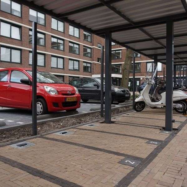 107637 parkeervoorzieningen scooters parkeren vastzetvoorziening overkapping fietsoverkapping