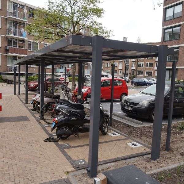 107637 parkeervoorzieningen scooters parkeren vastzetvoorziening overkapping fietsoverkapping