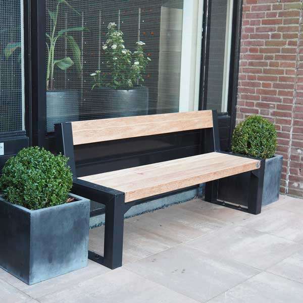 Straatmeubilair | Banken | FalcoBloc buitenbank met rug, verschillende varianten | image #3 |  straatmeubilair buitenbank zitbank parkbank boombank FalcoBloc