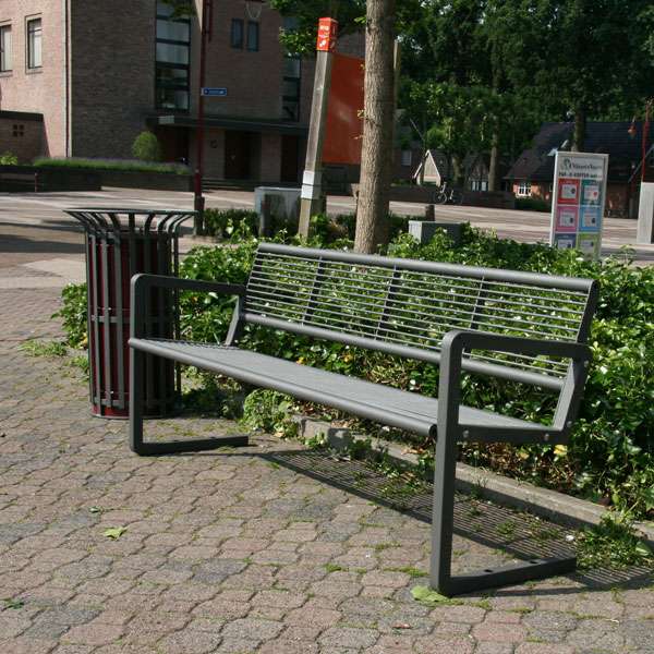 Straatmeubilair | Banken | FalcoNine buitenbank met rug, staal | image #3 |  straatmeubilair buitenbank zitbank parkbank FalcoNine