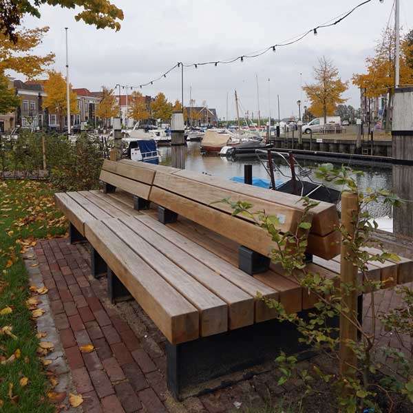 Straatmeubilair | Banken | FalcoGlory dubbelzijdige buitenbank met rug | image #2 |  straatmeubilair buitenbank zitbank parkbank