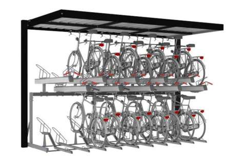 FalcoSpan fietsoverkapping voor etagerekken