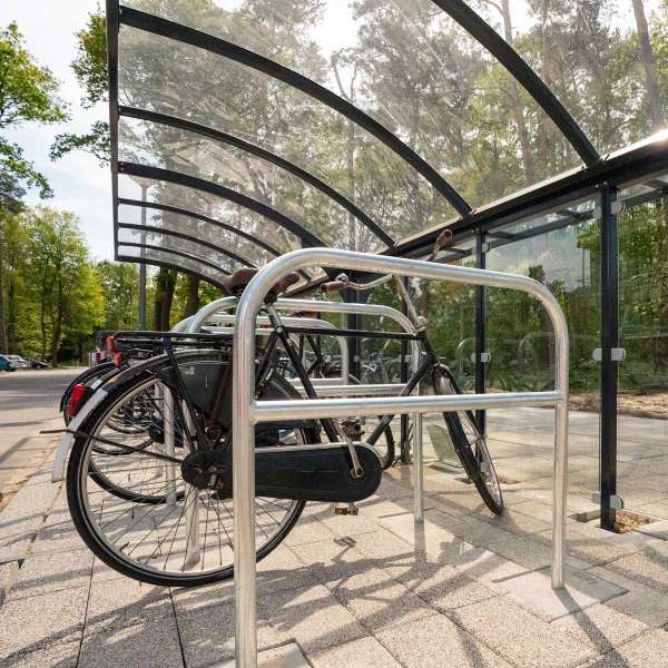 Fietsparkeren | Fietsaanleunbeugels | FalcoLean RVS Fietsaanleunbeugel met of zonder tussenbuis | image #2 |  fietsparkeren RVS fietsaanleunbeugel met of zonder tussenbuis