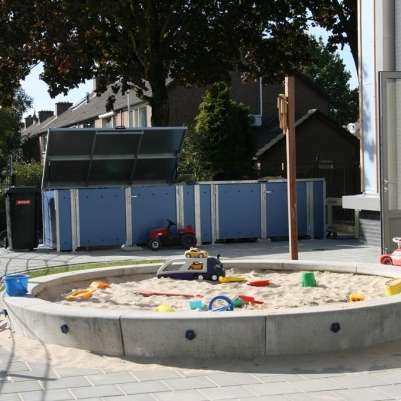 overkapping berging speelgoedberging schoolplein FalcoBox