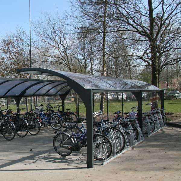 Overkappingen | Transparante overkappingen | FalcoGamma Hi fietsoverkapping, enkelzijdig | image #5 |  Fietsparkeren fietsoverkapping rokersoverkapping transparant FalcoGamma