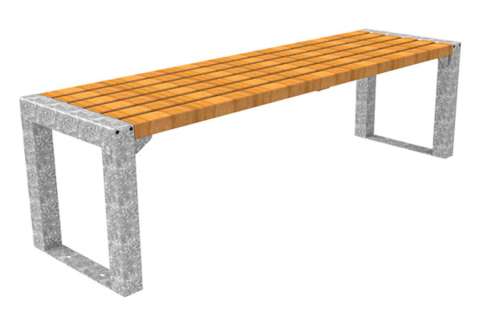 FalcoAcero buitenbank zonder rug, staal en hout