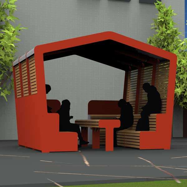Straatmeubilair | Inspiratie | Overdekte tribunebank JOP | image #2 |  straatmeubilair zitplek overdekt bank tafel