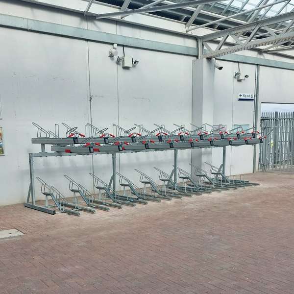 fietsparkeren etagefietsenrek dubbellaags fietsoverkapping
