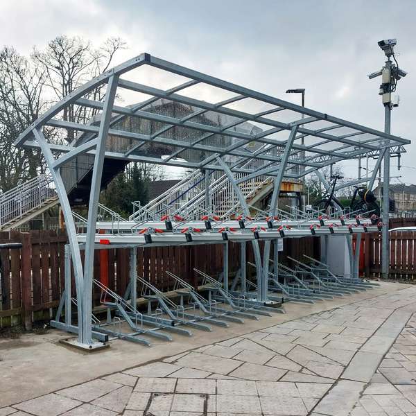 fietsparkeren etagefietsenrek dubbellaags fietsoverkapping