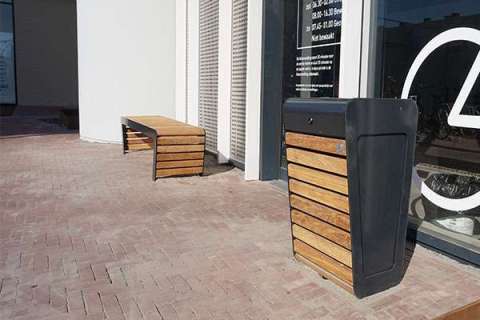 105101 straatmeubilair afvalbakken buitenbank zitbank