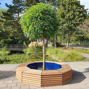 Projecten | Zes boombanken op groen schoolplein | image #1 | 122913 straatmeubilair boombank schoolplein zitbank