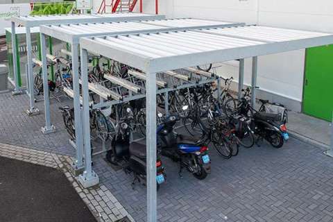 116301 fietsparkeren fietsoverkapping etagerek dubbellaags fietsenrek