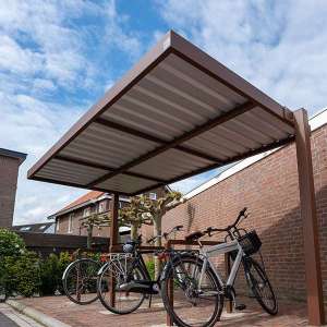 Projecten | Fietsoverkapping en fietsaanleunbeugels in bijzondere kleur | image #1 | 121893 fietsoverkapping fietsaanleunbeugels fietsparkeren