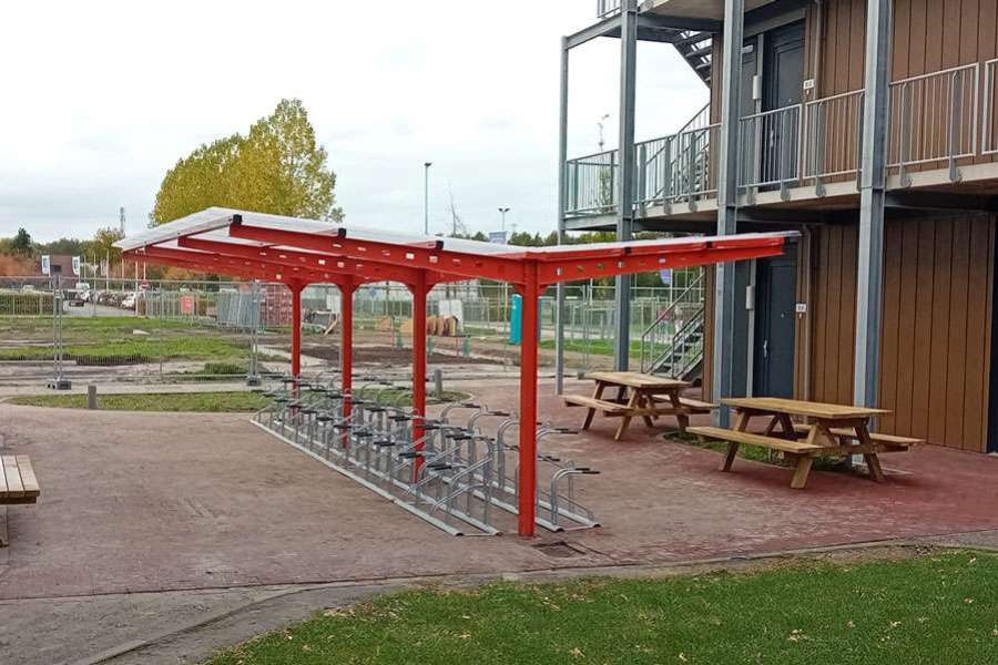 144130 FalcoAndo fiets­overkapping bij WRM Flexwonen Assen | Falco
