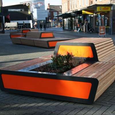 straatmeubilair zitelement buitenbank plantenbak zitbank FalcoLinea stadscentrum