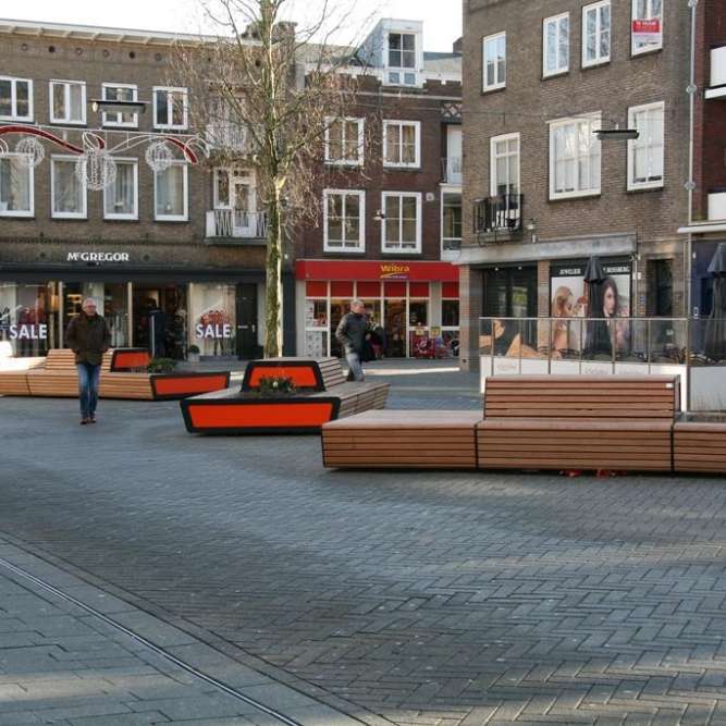 straatmeubilair zitelement buitenbank plantenbak zitbank FalcoLinea stadscentrum