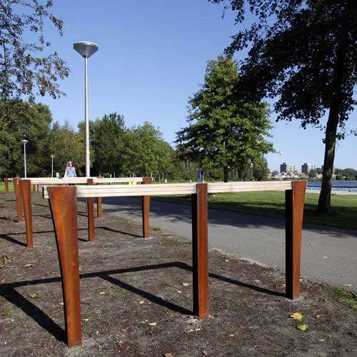 fietsparkeren fietsaanleunbeugel Cortenstaal