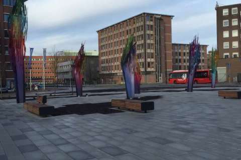 Origineel Falco straatmeubilair onderdeel van kunstwerk