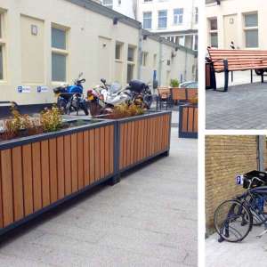 Inrichting terrein GGD met straatmeubilair