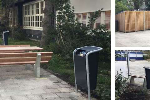 Inrichting schoolplein met Falco straatmeubilair