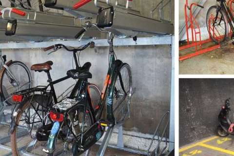 Fiets en scooter parkeren bij Gemeentekantoor Groningen