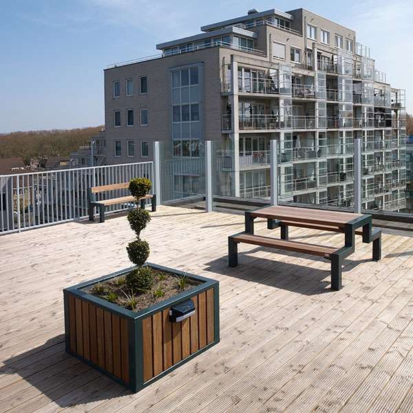 92671 fietsoverkapping dakterras buitenbank plantenbak picknickset asbak straatmeubilair fietsenrek etagerek