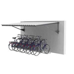 Overkappingen | Droogloopoverkappingen en luifels | FalcoLempo luifel | image #1| FalcoLempo Luifel bevestigd aan een bakstenen muur, ideaal voor flexibele en duurzame overkapping van fietsen en opslag.