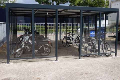 overkapping fietsenrek scooteraanbindvoorziening