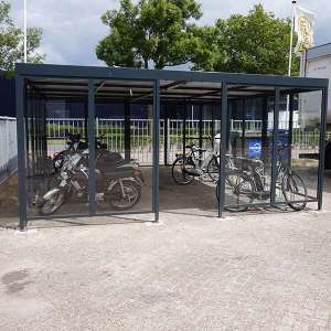 overkapping fietsenrek scooteraanbindvoorziening