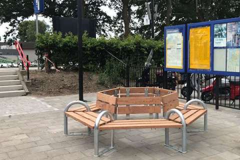 103383 straatmeubilair zitbank zeshoekige buitenbank