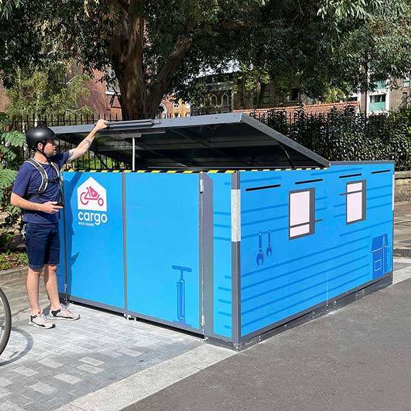 llustratie van Falco's parkeersystemen voor transportfietsen