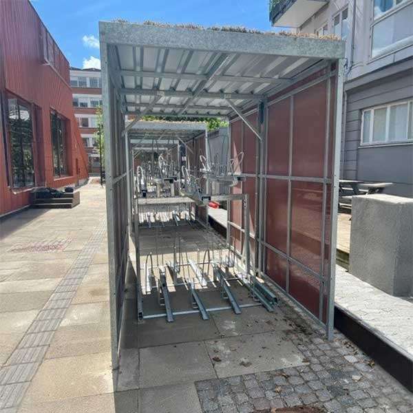 fietsparkeren fietsoverkapping fietsenrek etagerek dubbellaags