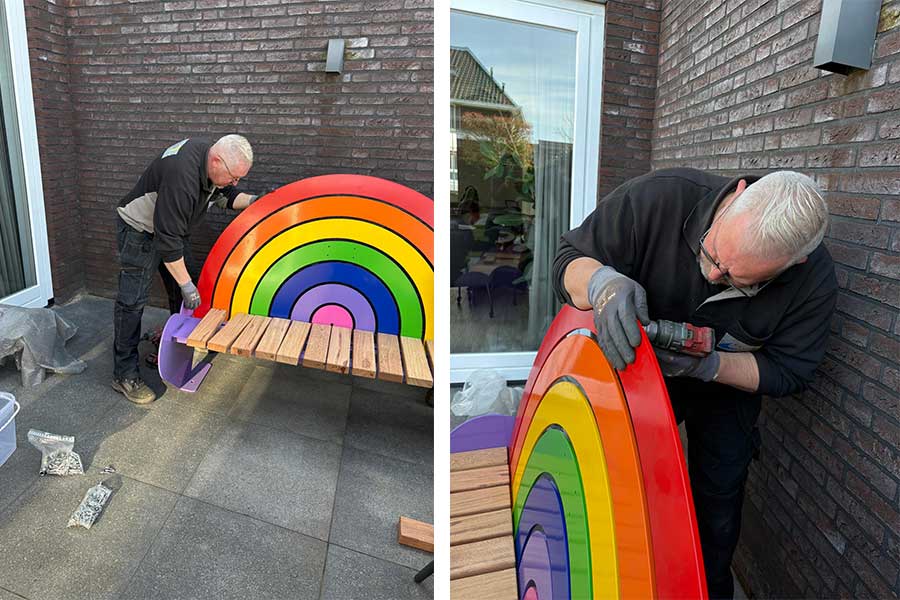 ontwerpwedstrijd regenboogbank straatmeubilair buitenbank