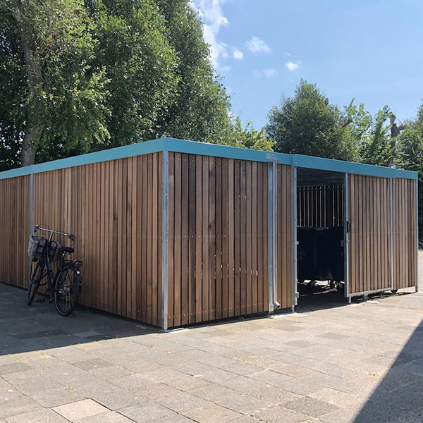 115820 fietsoverkapping berging voor container buitenbanken