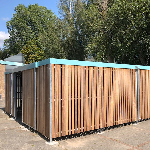 115820 fietsoverkapping berging voor container buitenbanken