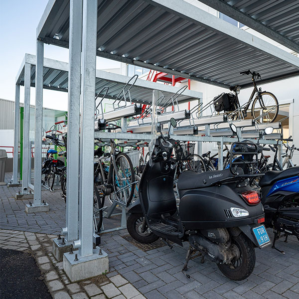 116301 fietsparkeren fietsoverkapping etagerek dubbellaags fietsenrek