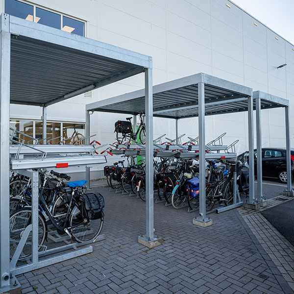 116301 fietsparkeren fietsoverkapping etagerek dubbellaags fietsenrek