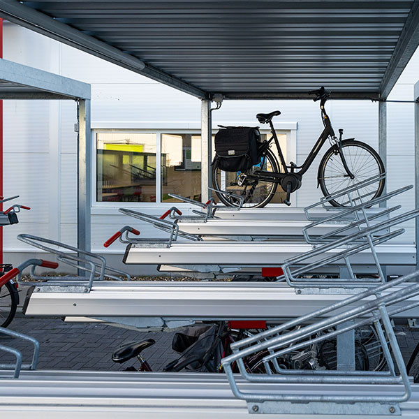 116301 fietsparkeren fietsoverkapping etagerek dubbellaags fietsenrek