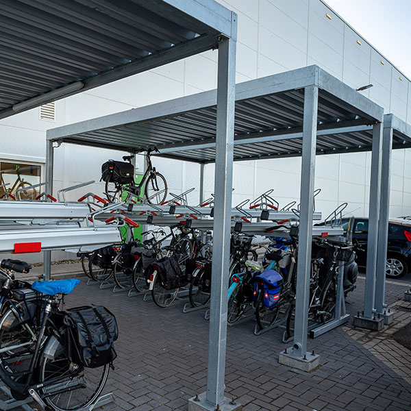 116301 fietsparkeren fietsoverkapping etagerek dubbellaags fietsenrek