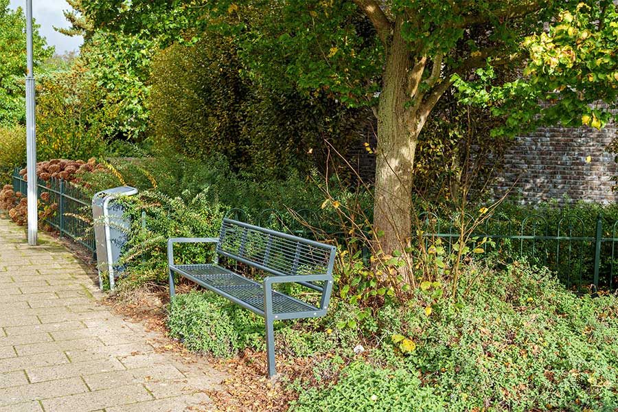 143499 straatmeubilair buitenbank zitbank afvalbak