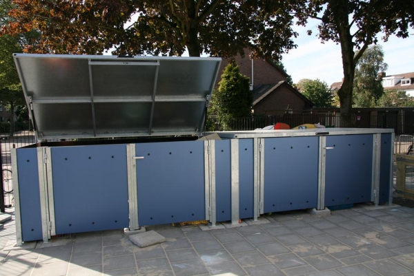 overkapping berging speelgoedberging schoolplein FalcoBox