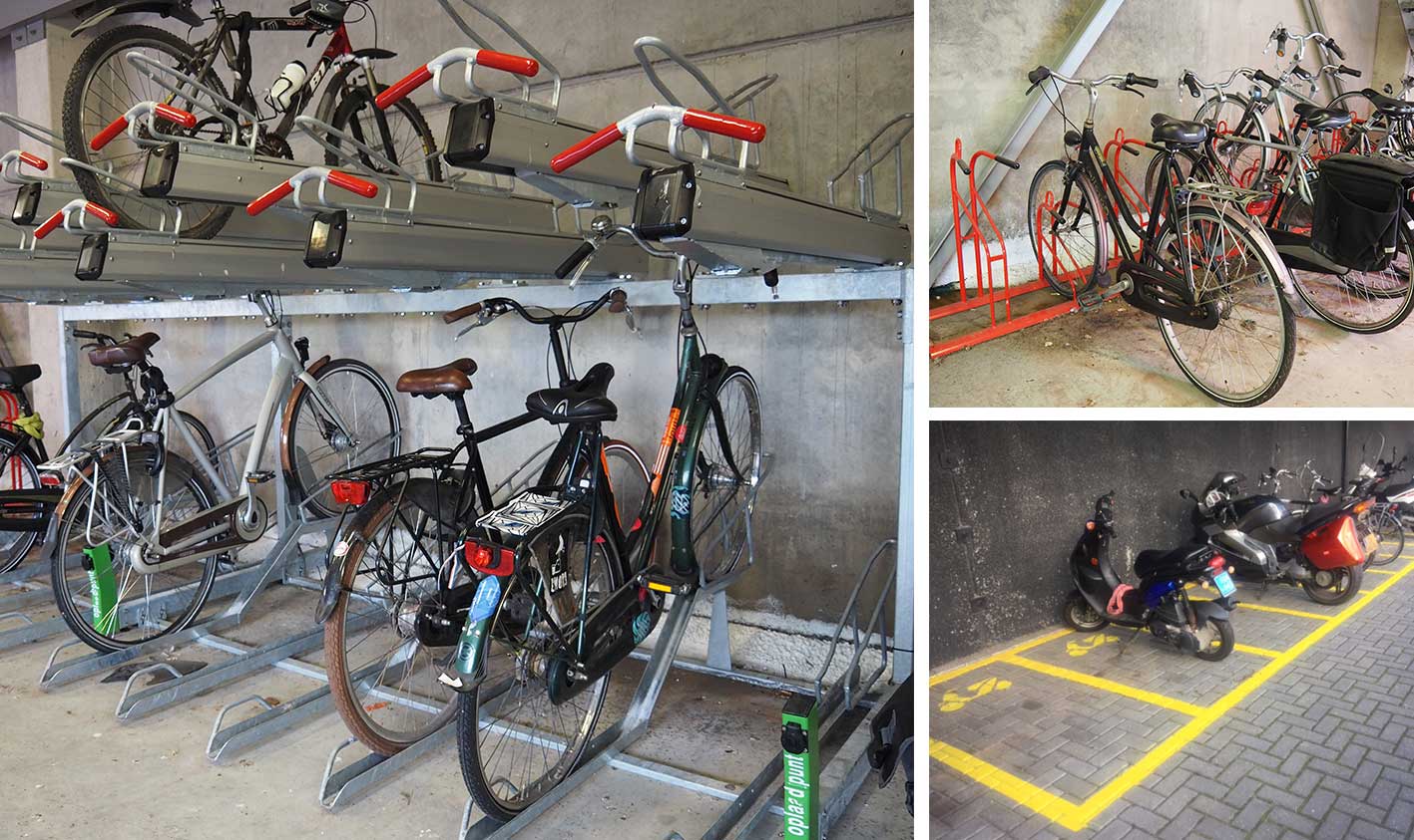 Fiets en scooter parkeren bij Gemeentekantoor Groningen