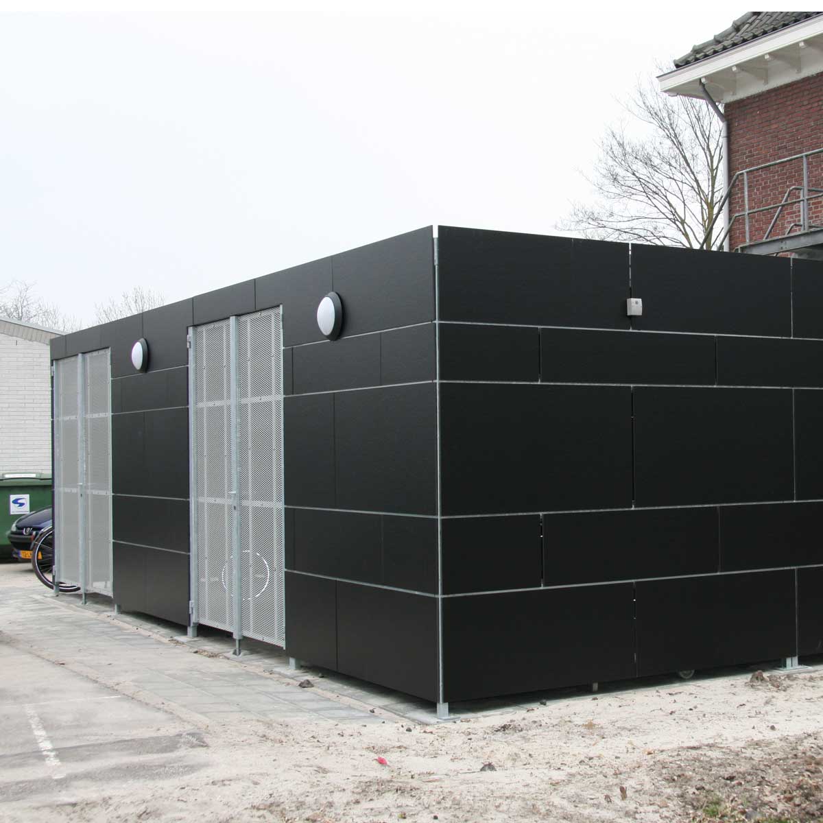 overkapping fietsoverkapping fietsenstalling FalcoLok Trespa strekmetaal fietsparkeren