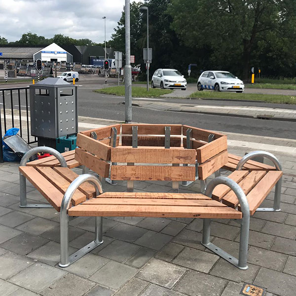 103383 straatmeubilair zitbank zeshoekige buitenbank