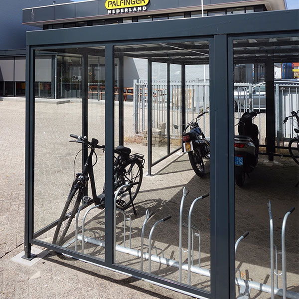 overkapping scooter aanbindvoorziening fietsenrek