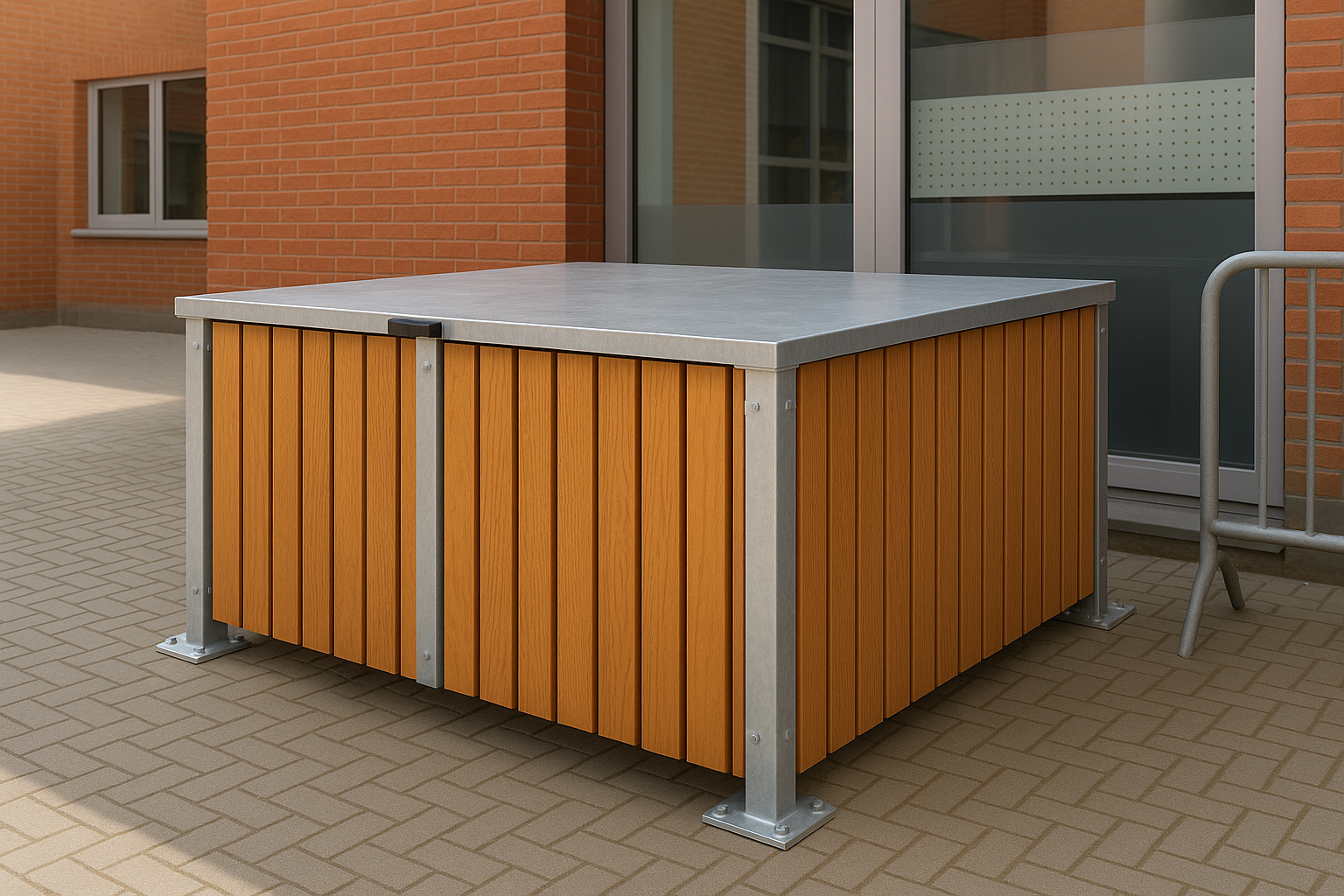 Overkapping berging schoolplein