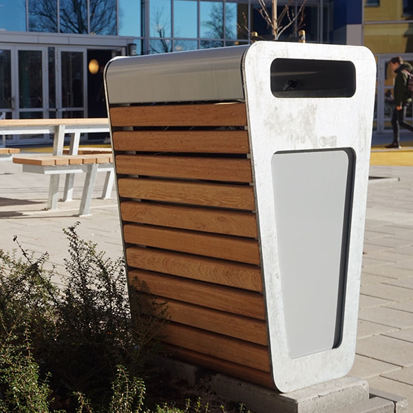 straatmeubilair zitbanken afvalbakken picknick set inrichting schoolplein