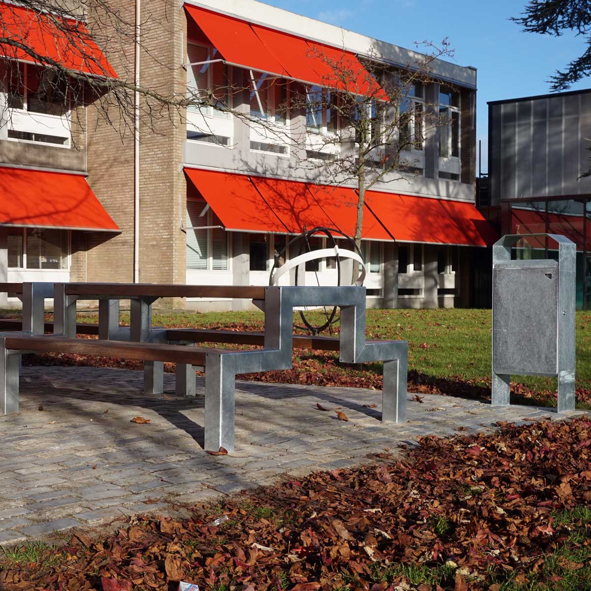 97957 straatmeubilair afvalbak picknickset zitbank